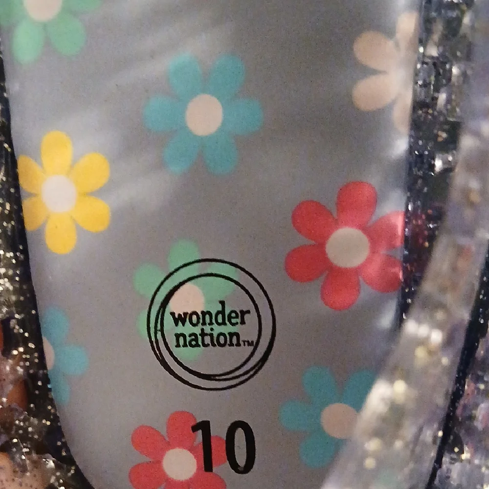 Wonder Nation Kids' Glittery Purple Floral Sandals